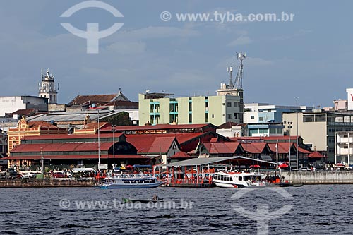  View of the Manaus city waterfront during the fluvial procession to Sao Pedro - Negro River  - Manaus city - Amazonas state (AM) - Brazil