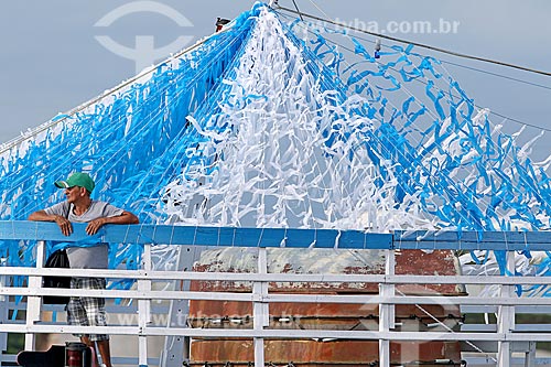  Decorated boat during the fluvial procession to Sao Pedro - Negro River  - Manaus city - Amazonas state (AM) - Brazil