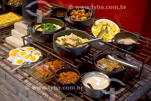  Hot food table of restaurant  - Canela city - Rio Grande do Sul state (RS) - Brazil