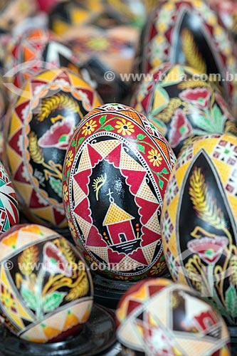  Detail of pysankas - hand colored eggs symbolizing Easter  - Prudentopolis city - Parana state (PR) - Brazil
