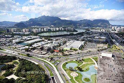  Aerial photo of the Arts City - old Music City - with the Tijuca Lagoon in the background  - Rio de Janeiro city - Rio de Janeiro state (RJ) - Brazil