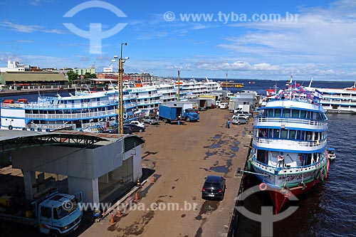  Berthed chalanas - regional boat - Manaus Port on the banks of the Negro River  - Manaus city - Amazonas state (AM) - Brazil