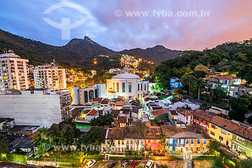  View of the Saint Jude the Apostle Church with Christ the Redeemer in the background during the nightfall  - Rio de Janeiro city - Rio de Janeiro state (RJ) - Brazil