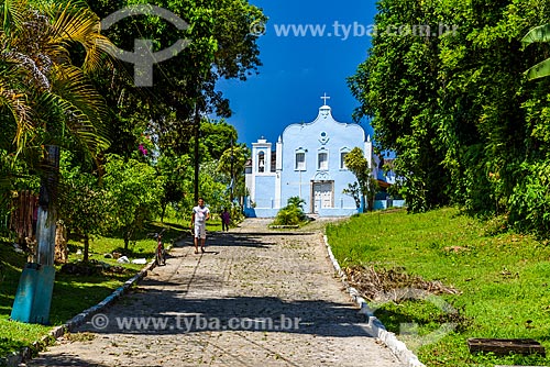  Street - Boipeba Island with the Divino Espirito Santo de Velha Boipeba Church in the background  - Cairu city - Bahia state (BA) - Brazil