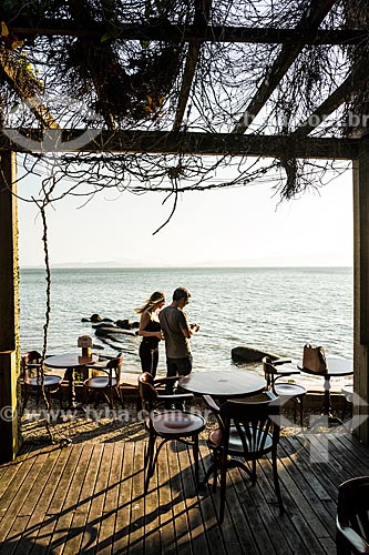  View of the Santo Antonio de Lisboa Beach from the deck of the Rosso Restro Restaurant  - Florianopolis city - Santa Catarina state (SC) - Brazil