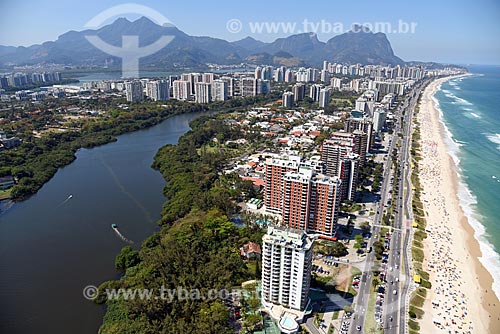  Aerial photo of the Marapendi Canal with the Rock of Gavea in the background  - Rio de Janeiro city - Rio de Janeiro state (RJ) - Brazil