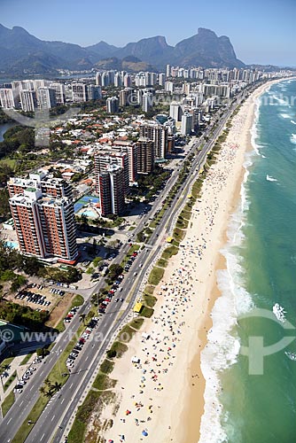  Aerial photo of the Barra da Tijuca Beach with the Rock of Gavea in the background  - Rio de Janeiro city - Rio de Janeiro state (RJ) - Brazil