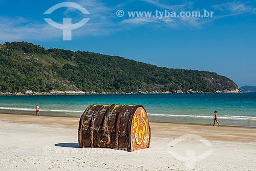  Old metal barrel stranded - Lopes Mendes Beach waterfront  - Angra dos Reis city - Rio de Janeiro state (RJ) - Brazil
