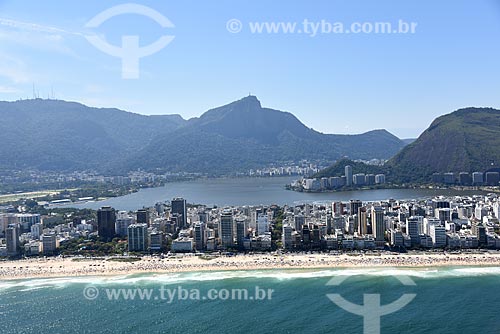  Aerial photo of the building - Ipanema Beach waterfront with the Rodrigo de Freitas Lagoon in the background  - Rio de Janeiro city - Rio de Janeiro state (RJ) - Brazil