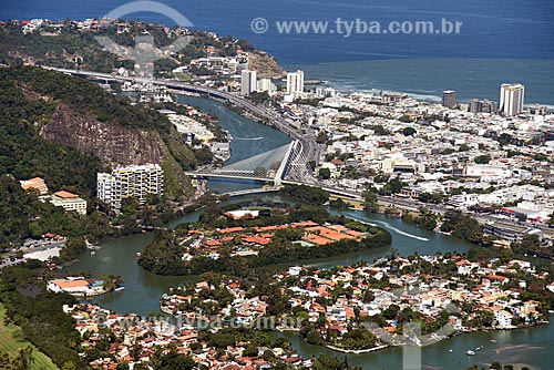  Aerial photo of the Cable-stayed bridge in line 4 of the Rio Subway over of Joatinga Canal  - Rio de Janeiro city - Rio de Janeiro state (RJ) - Brazil