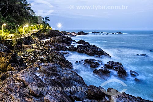  View of the sunset from stone of the Barra Norte Beach  - Balneario Camboriu city - Santa Catarina state (SC) - Brazil