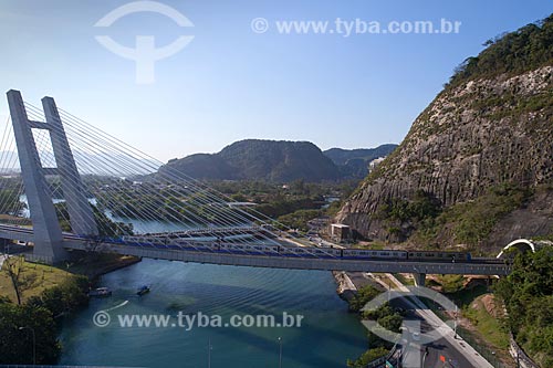  Aerial photo of the Cable-stayed bridge in line 4 of the Rio Subway  - Rio de Janeiro city - Rio de Janeiro state (RJ) - Brazil