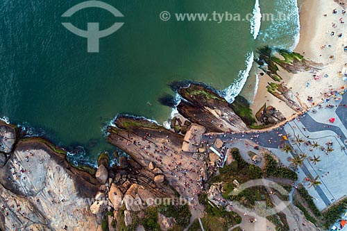  Aerial photo of the Arpoador Stone - Vertical view  - Rio de Janeiro city - Rio de Janeiro state (RJ) - Brazil