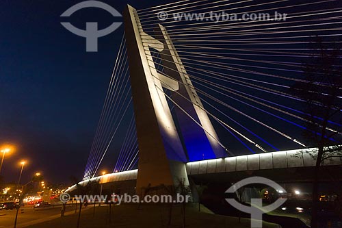  Photo by drone of the Cable-stayed bridge in line 4 of the Rio Subway  - Rio de Janeiro city - Rio de Janeiro state (RJ) - Brazil