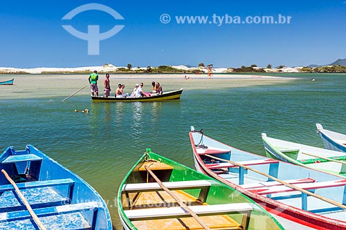  Berthed canoes - mouth of Madre River - Guarda do Embau Beach - Serra do Tabuleiro State Park  - Palhoca city - Santa Catarina state (SC) - Brazil