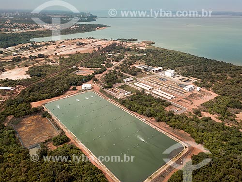  Picture taken with drone of the Palmas city sewage treatment station - ETE North  - Palmas city - Tocantins state (TO) - Brazil