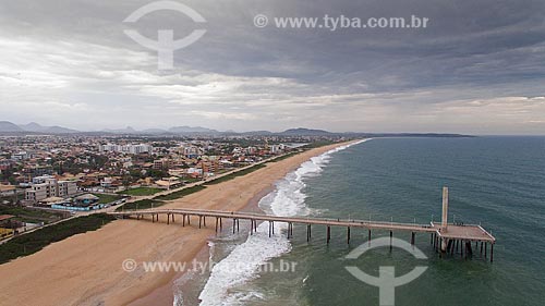  Picture taken with drone of the marine outfall - Costazul Beach  - Rio das Ostras city - Rio de Janeiro state (RJ) - Brazil