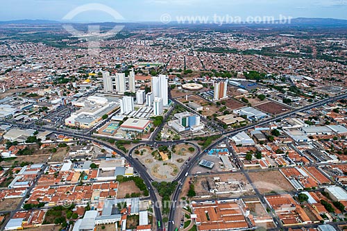  Picture taken with drone of the Feijo de Sa Square between Padre Cicero Avenue and Leao Sampaio Avenue with the Santa Tereza neighborhood in the background  - Juazeiro do Norte city - Ceara state (CE) - Brazil