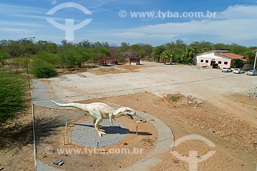  Picture taken with drone of the replica of dinosaur - Natural monument of Dinosaurs Valley  - Sousa city - Paraiba state (PB) - Brazil