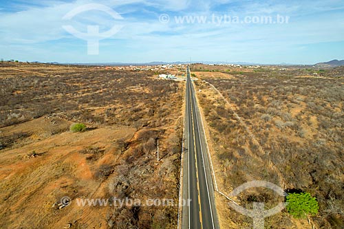  Picture taken with drone of the Governor Antonio Mariz Highway (BR-230) - snippet of Transamazonica Highway  - Sousa city - Paraiba state (PB) - Brazil