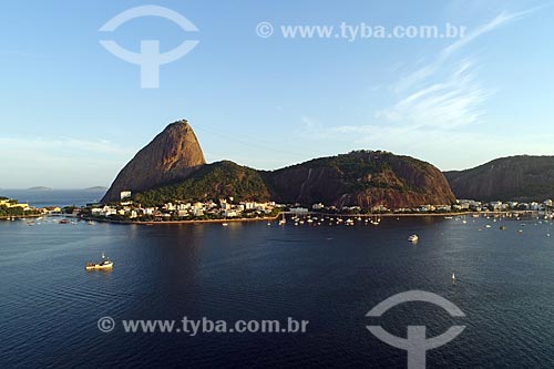  Picture taken with drone of the Botafogo Bay with the Sugarloaf in the background  - Rio de Janeiro city - Rio de Janeiro state (RJ) - Brazil