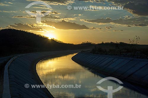  View of the sunset from channel of the Project of Integration of Sao Francisco River with the watersheds of Northeast setentrional  - Custodia city - Pernambuco state (PE) - Brazil