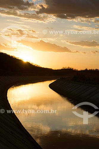  View of the sunset from channel of the Project of Integration of Sao Francisco River with the watersheds of Northeast setentrional  - Custodia city - Pernambuco state (PE) - Brazil