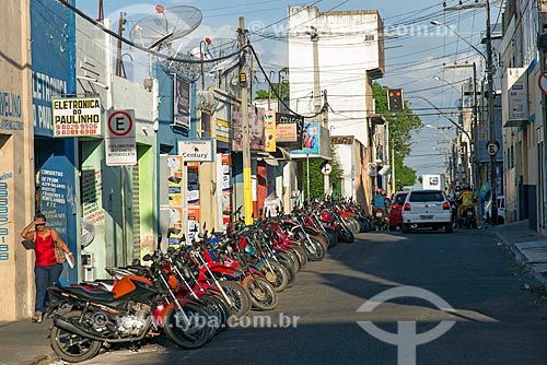  Motorcycle parking on a commercial street near to Padre Cicero Square  - Juazeiro do Norte city - Ceara state (CE) - Brazil