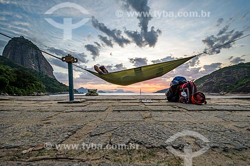  Man observing the view of the dawn - Vermelha Beach (Red Beach)  - Rio de Janeiro city - Rio de Janeiro state (RJ) - Brazil