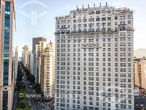  Picture taken with drone of the Rio Branco Avenue (1904) with the Joseph Gire Building (1929) - also known as A Noite Building  - Rio de Janeiro city - Rio de Janeiro state (RJ) - Brazil