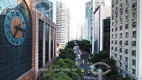  Picture taken with drone of the Rio Branco Avenue (1904) with the Business Center RB1 - to the left - Joseph Gire Building (1929) - also known as A Noite Building - to the right  - Rio de Janeiro city - Rio de Janeiro state (RJ) - Brazil