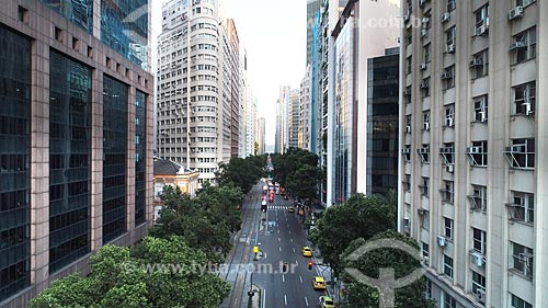  Picture taken with drone of the Rio Branco Avenue (1904) with the Business Center RB1 - to the left - Joseph Gire Building (1929) - also known as A Noite Building - to the right  - Rio de Janeiro city - Rio de Janeiro state (RJ) - Brazil