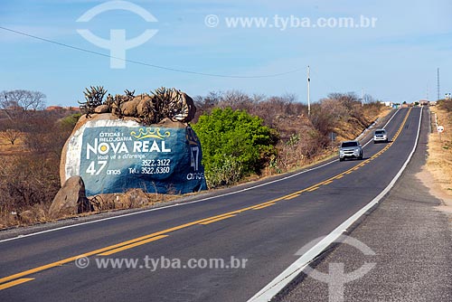  Rock with advertising - kerbside of the Governor Antonio Mariz Highway (BR-230) - snippet of Transamazonica Highway  - Marizopolis city - Paraiba state (PB) - Brazil