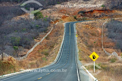  View of snippet of the PB-306 Highway  - Manaira city - Paraiba state (PB) - Brazil