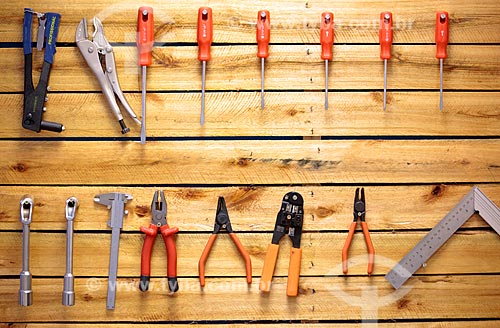  Wall with tools - Maker Space of the SESI School - Resende  - Resende city - Rio de Janeiro state (RJ) - Brazil