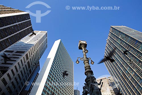  View of commercial buildings - with the Largo da Carioca Square Clock  - Rio de Janeiro city - Rio de Janeiro state (RJ) - Brazil