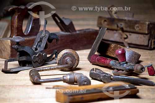  Detail of tools of the woodworking of Lacca furniture factory  - Rio de Janeiro city - Rio de Janeiro state (RJ) - Brazil