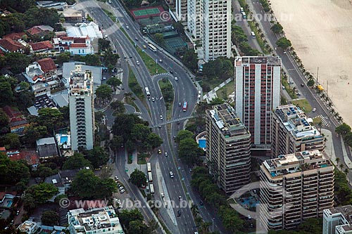  View of the dawn - Mayor Mendes de Moraes Avenue from Rock of Gavea  - Rio de Janeiro city - Rio de Janeiro state (RJ) - Brazil