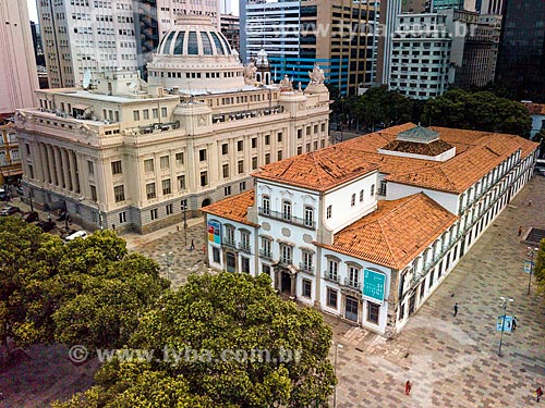  Picture taken with drone of the Paço Imperial (Imperial Palace) - 1743 - with the Legislative Assembly of the State of Rio de Janeiro (ALERJ) - to the left  - Rio de Janeiro city - Rio de Janeiro state (RJ) - Brazil