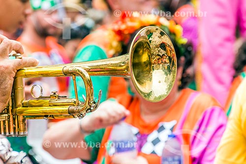  Detail of trumpet during the parade of the Gigantes da Lira carnival street troup  - Rio de Janeiro city - Rio de Janeiro state (RJ) - Brazil
