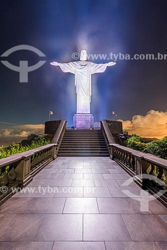  View of the Christ the Redeemer with special lighting  - Rio de Janeiro city - Rio de Janeiro state (RJ) - Brazil