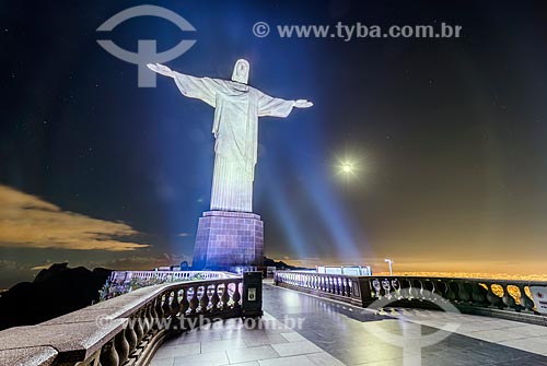  View of the Christ the Redeemer with special lighting  - Rio de Janeiro city - Rio de Janeiro state (RJ) - Brazil
