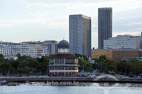  View of the Ancoramar Restaurant - old Albamar - from Guanabara Bay with the buildings from the city center of Rio de Janeiro  in the background  - Rio de Janeiro city - Rio de Janeiro state (RJ) - Brazil