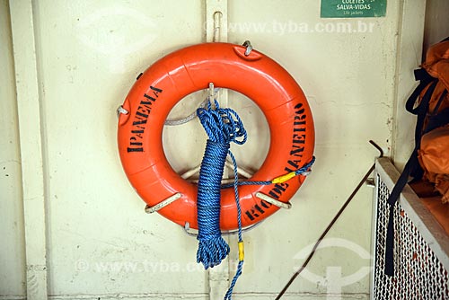  Detail of lifebuoy inside of barge that makes crossing between Rio de Janeiro and Paqueta Island  - Rio de Janeiro city - Rio de Janeiro state (RJ) - Brazil