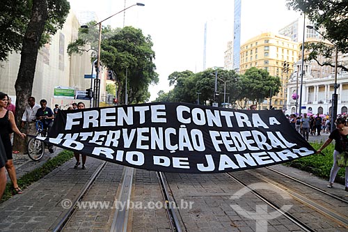  Detail of poster during the manifestation for the murder of Vereadora Marielle Franco - Rio Branco Avenue  - Rio de Janeiro city - Rio de Janeiro state (RJ) - Brazil