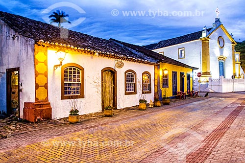  Facade of historic houses - historic center of the Nossa Senhora das Necessidades Church (1756) in the background  - Florianopolis city - Santa Catarina state (SC) - Brazil