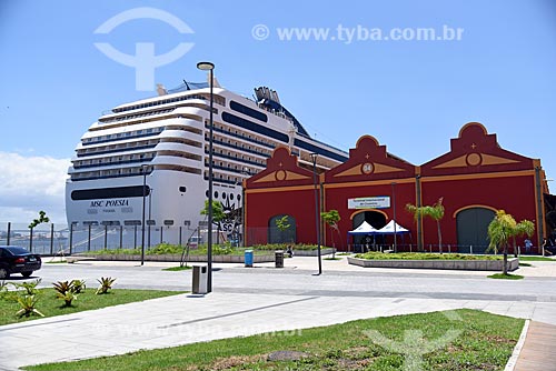 View of cruise ship and warehouses of Gamboa Pier - Rio de Janeiro Port - Mayor Luiz Paulo Conde Waterfront (2016)  - Rio de Janeiro city - Rio de Janeiro state (RJ) - Brazil