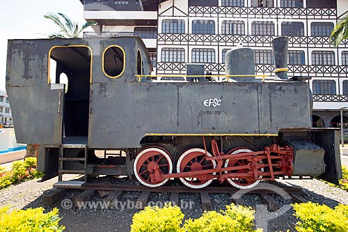  Macuca locomotive - built in Germany and used in the construction works of the Blumenau Hans railway - on exhibit - Victor Konder Square  - Blumenau city - Santa Catarina state (SC) - Brazil