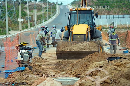  Construction site of sewer network near to MA-204 highway  - Paco do Lumiar city - Maranhao state (MA) - Brazil