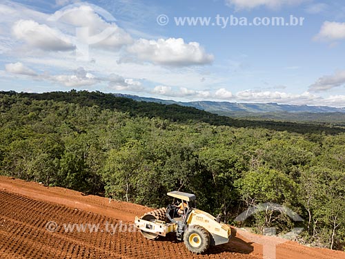  Picture taken with drone of the earthmoving to duplication of the Jayme Camara Highway (GO-070) near to Goias city  - Goias city - Goias state (GO) - Brazil